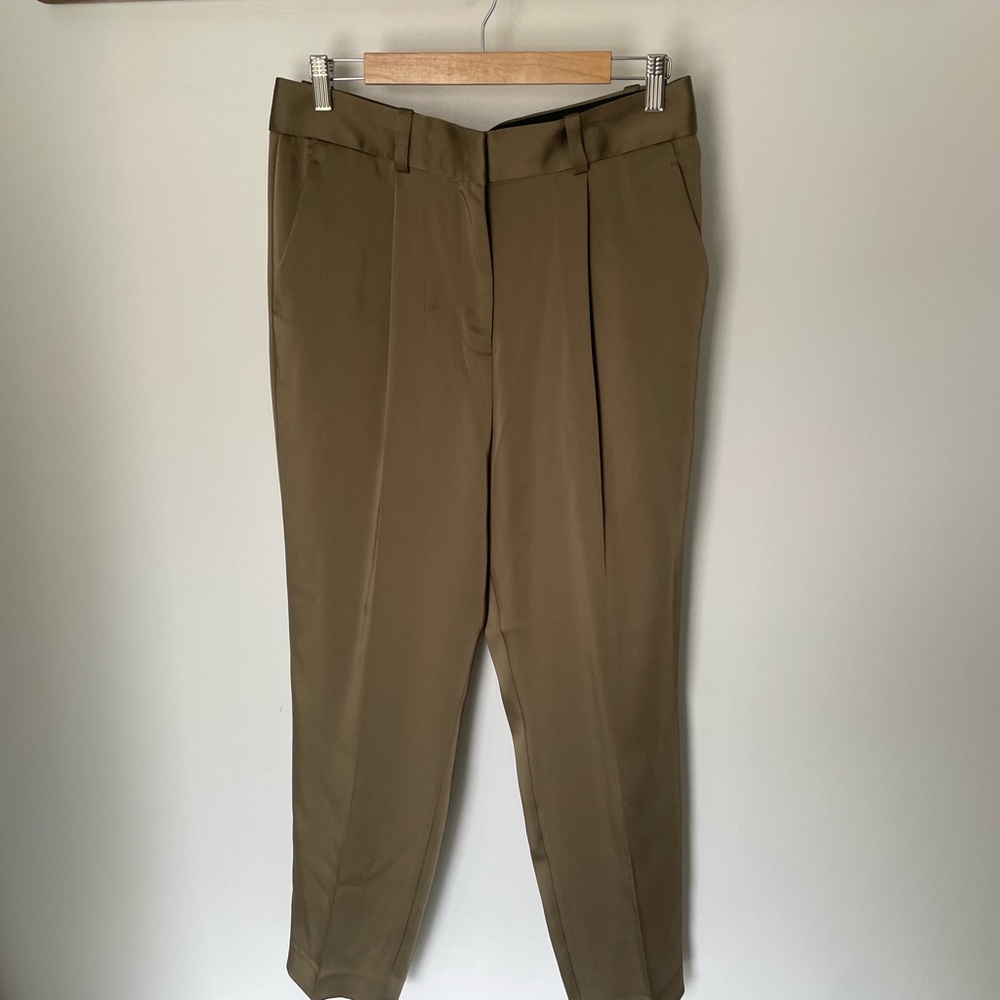 Reiss Elyssa Women's Satin High Waist Pleated Ankle Trousers Size 8 NWOT